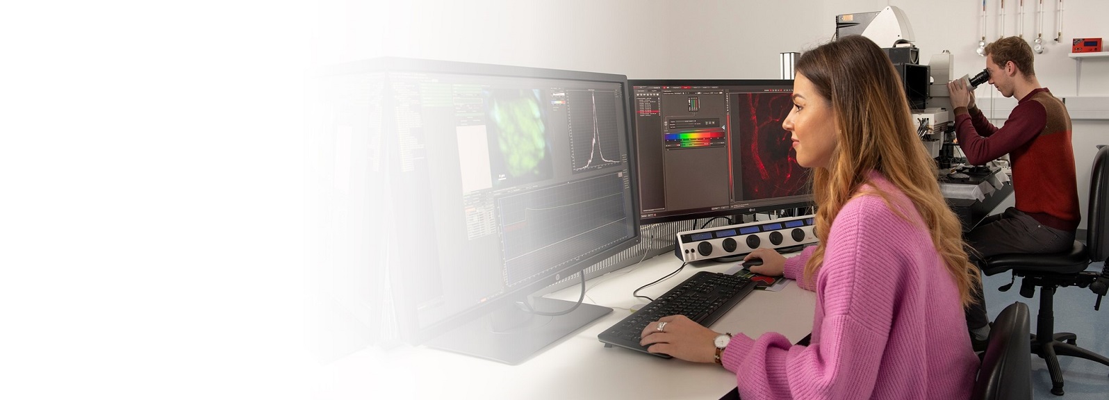 Girl on computer in lab 