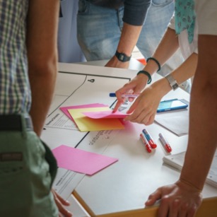 People working around a table